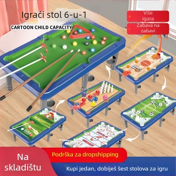 6-u-1 stolna igra: stolni nogomet, košarka i bilijar za dva igrača – roditeljsko-djeci interaktivna edukativna igra (Materijal: plastika; Kategorija: stolni nogomet; Značajke: 6-u-1; Igra se na ravnoj površini)
