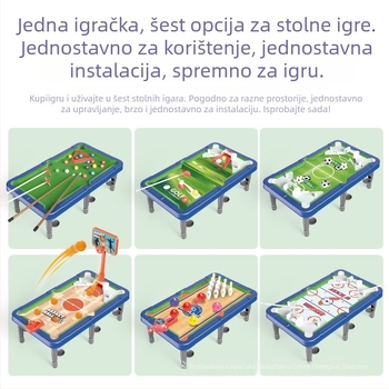 6-u-1 stolna igra: stolni nogomet, košarka i bilijar za dva igrača – roditeljsko-djeci interaktivna edukativna igra (Materijal: plastika; Kategorija: stolni nogomet; Značajke: 6-u-1; Igra se na ravnoj površini)
