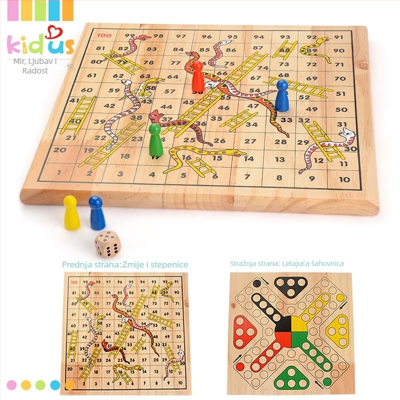 Drvena igra šah i Ludo za djecu - roditeljsko-djecja interaktivna edukativna igra (Materijal: borovina; Brand: kidus; Kategorija: društvene igre šah; Podrijetlo: Lishui; 3C: Drvene igračke do 14 godina)