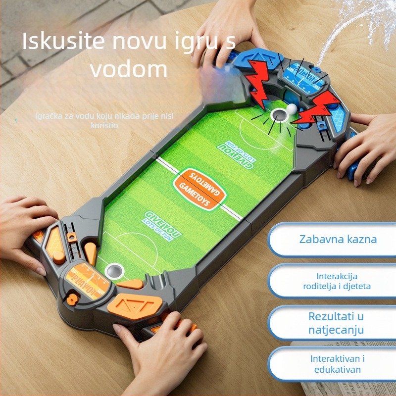 Stolna nogometna igra za dva igrača s mehanizmom izbacivanja i sprejem vodom, plastična konstrukcija, edukativna za djecu 4-6 godina