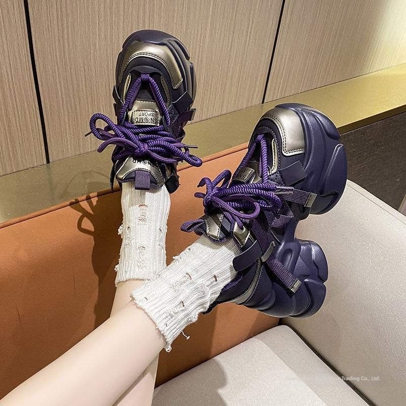 Ženske cipele u europskom stilu dad shoes, gornji dio od tkanine, PU potplat, vezanje na vezice, svakodnevni stil, pogodne za zimu, proljeće i jesen