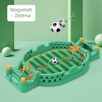Dječja stolna nogometna igra za dva igrača — interaktivna stolna igra od plastike; klasifikacija: stolni nogomet; mehanički princip; pakiranje: šarena kutija; pogodno za djecu 4–14.