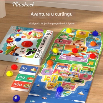 Pinwheel Curling Adventure Stolna igra s karticama od papira, puzzle, interaktivno za roditelje i djecu, uzrast 4–6, 7–14, 15–35
