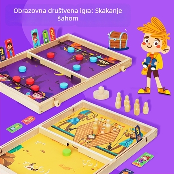 Igra s katapultom za dva igrača na stolu – drvena, brenda QZM, za uzrast 4–14 godina, potiče koordinaciju ruka-oko i interakciju roditelj-dijete