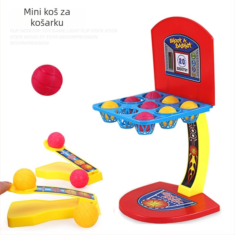 Desktop košarka igra s prstnom katapultom — edukativna igra za koordinaciju ruka-oko, plastika, za djecu 4–6 godina, interaktivno roditeljsko igranje