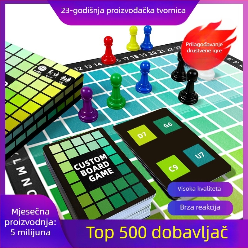 Obrazovna društvena igra sa šahom i kartama za djecu, interaktivna obiteljska igra (Materijal: matte papir; Dobna skupina: 4–14 godina; Značajke: intelektualni razvoj; interaktivno; roditeljsko-djetin komunikacija; višefunkcionalnost; prilagođena kutija za