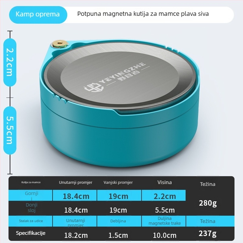 Camper magnetska pločica za mamce – plastična, snažan magnet, univerzalna kutija za mamce za ribolov