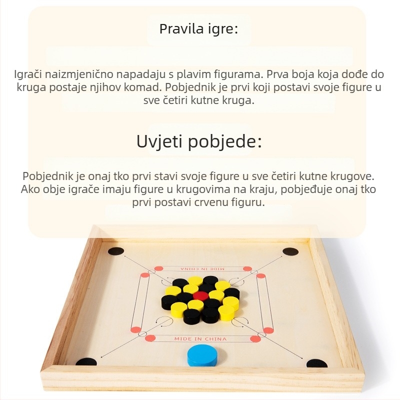Drveni Kron Chess dvostruka stolna igra — edukativna igra za interakciju roditelja i djeteta | Materijal: Drvo | Stolna igra | Razvoj intelekta | Koordinacija ruke i oka | Komunikacija roditelja i djece