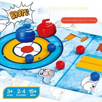 Dječja stolna igra 4-u-1 Curling: interaktivno sportsko natjecanje – mini stolna borba curlingu kuglom