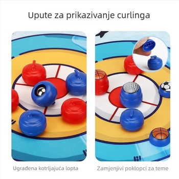 Dječja stolna igra 4-u-1 Curling: interaktivno sportsko natjecanje – mini stolna borba curlingu kuglom