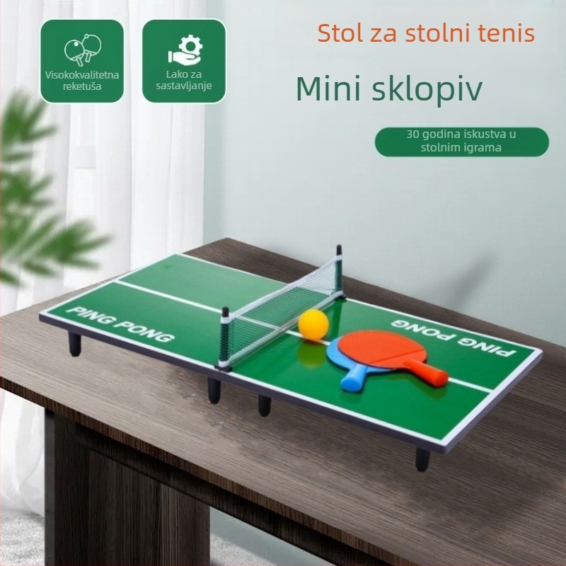 Runwei Drveni interni sklopivi stolni tenis stol – roditeljska i dječja igra, drvena konstrukcija, uzrast 7–14 i 15–35