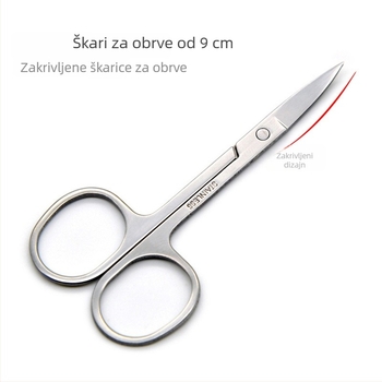 Škare za obrve s zakrivljenim oštricama, čelične šminkarske škare za oblikovanje obrva, naljepnice za dvostruke kapke, rezanje dlačica s nosa