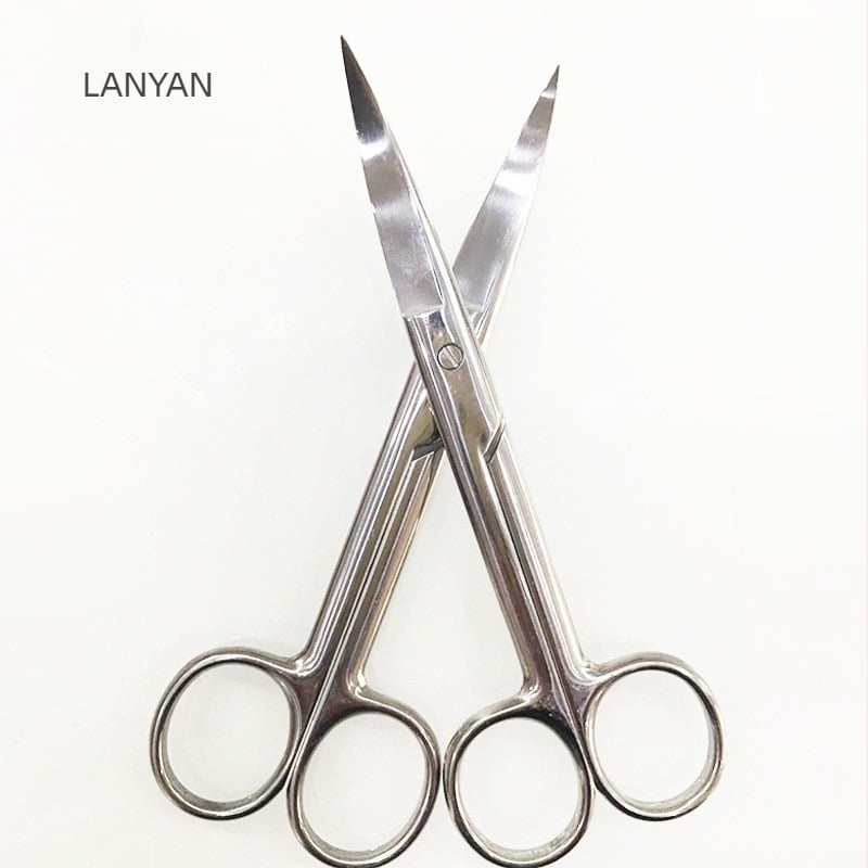 Zakrivljene kozmetičke škare za obrve i trepavice, oštrim vrhom – nehrđajući čelik