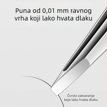 Klip za akne i obrve od nehrđajućeg čelika s ravnim pincetama