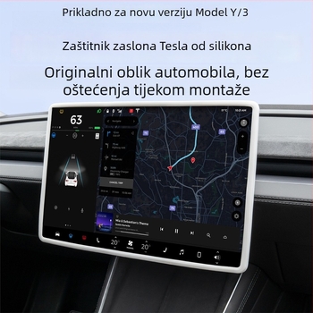 Tesla Model Y zaštitni okvir za zaslon središnje konzole od silikona – navigacijski okvir, montaža vakuumskom čašom, za instrument ploču i središnju konzolu