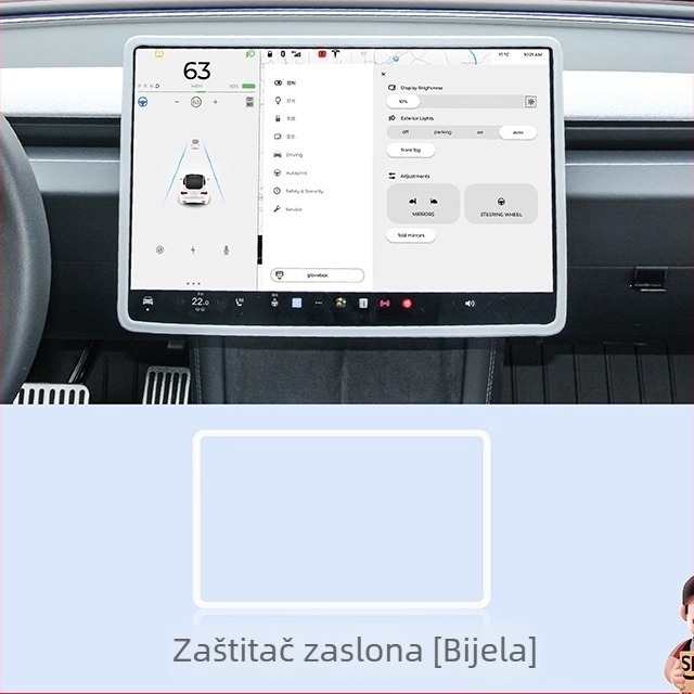 Tesla Model Y zaštitni okvir za zaslon središnje konzole od silikona – navigacijski okvir, montaža vakuumskom čašom, za instrument ploču i središnju konzolu