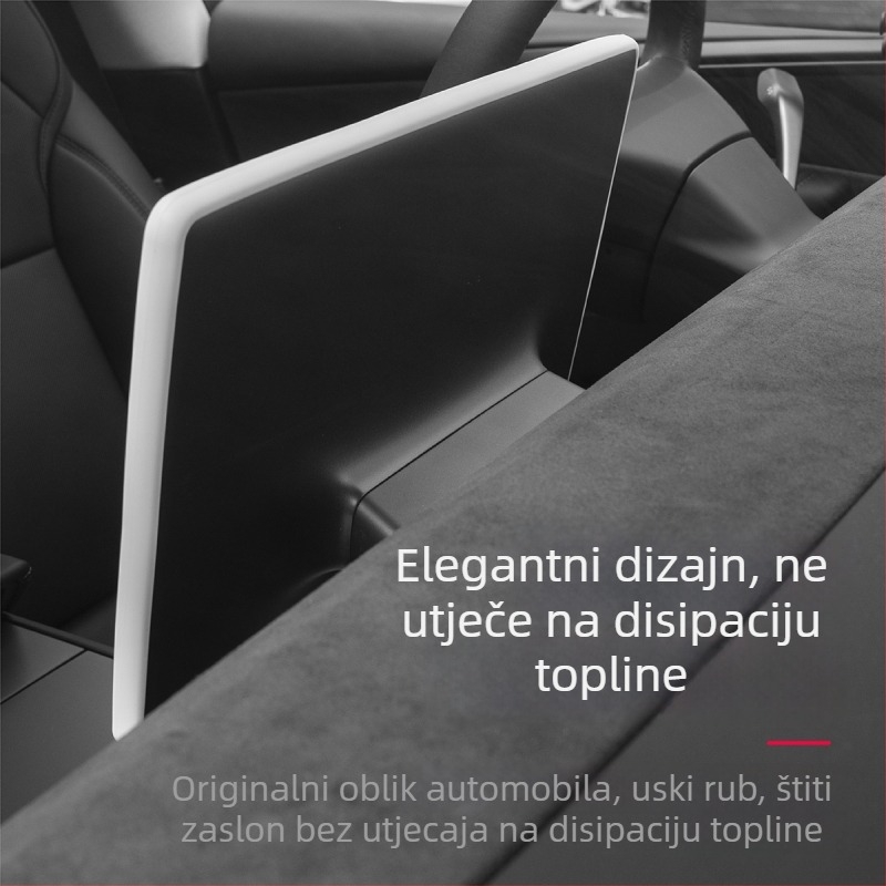 Tesla Model Y zaštitni okvir za zaslon središnje konzole od silikona – navigacijski okvir, montaža vakuumskom čašom, za instrument ploču i središnju konzolu