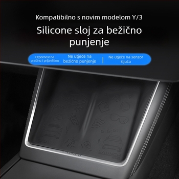 Tesla Model 3/Y središnja konzola bežično punjenje panel s protukliznom silikonskom podlogom, prilagodljivo, mogućnost otiska logotipa