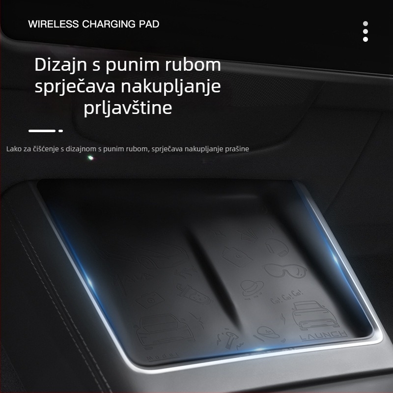 Tesla Model 3/Y središnja konzola bežično punjenje panel s protukliznom silikonskom podlogom, prilagodljivo, mogućnost otiska logotipa