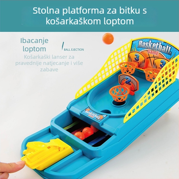 Višenamjenski stolni igraći stroj — interaktivna roditeljsko-dječja košarka ploča za učenje, potiče koordinaciju ruka-oko, kognitivni razvoj i osjetilne vještine; materijal: plastika; klasifikacija: biliardski stol; pogodno za dob 0–14 godina.