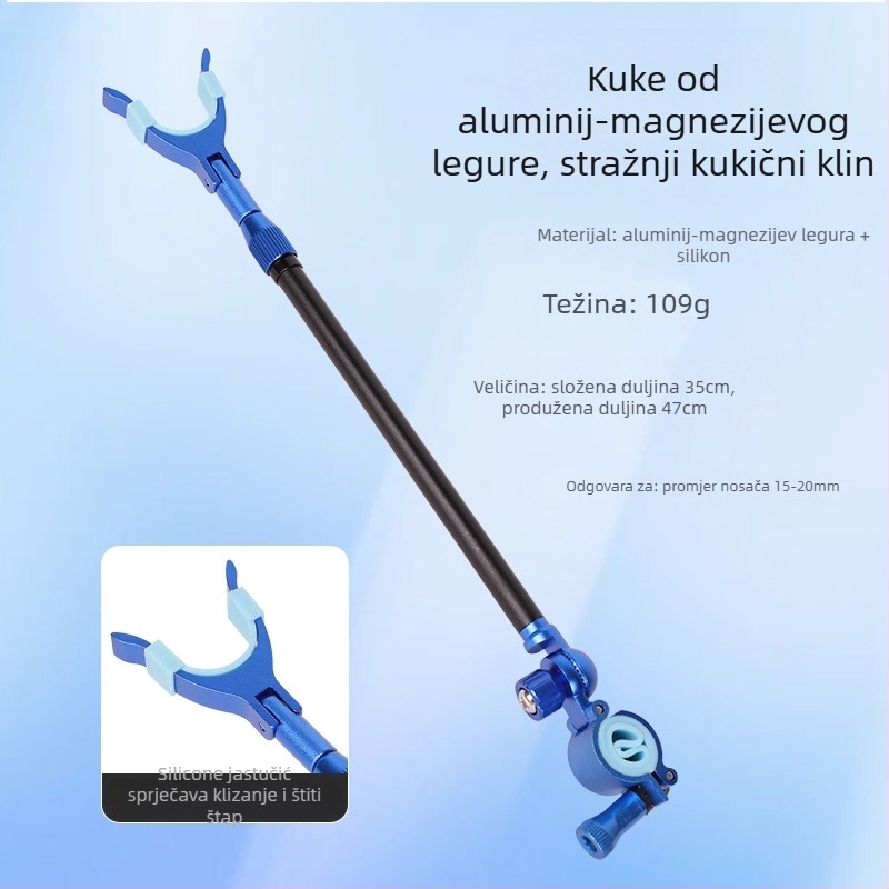 Držač za štapove s zadnjim vješanjem - aluminijska legura, višestruka rotacija, nije sklopiv