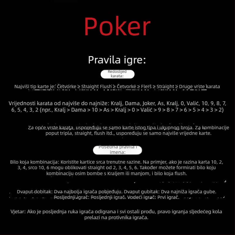 Set karata za tradicionalne društvene igre - papir, poker, zabava, razvoj inteligencije, koordinacija ruka-oko, 14+