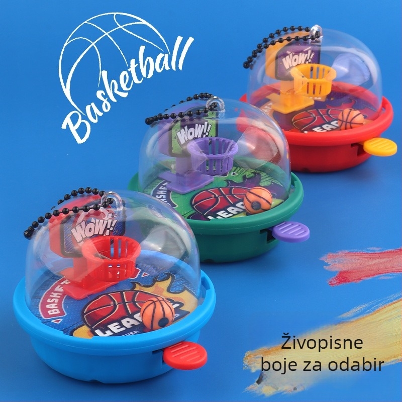 Dječja stolna igra košarke — mini stroj za gađanje prstom, plastična konstrukcija, za uzrast 7–14 godina, pakiranje u vrećicu i šarenu kutiju