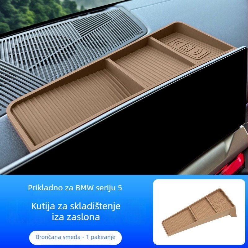 Silikonska kutija za pohranu iza zaslona za BMW 5 Series (2024–2025) – automobilski dodatak, mogućnost ispisa logotipa