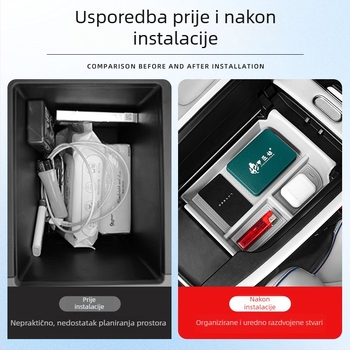 Night Shark model 1354 Organizator ispod naslona za ruku u automobilu — ABS i silikagel, unutarnja auto oprema