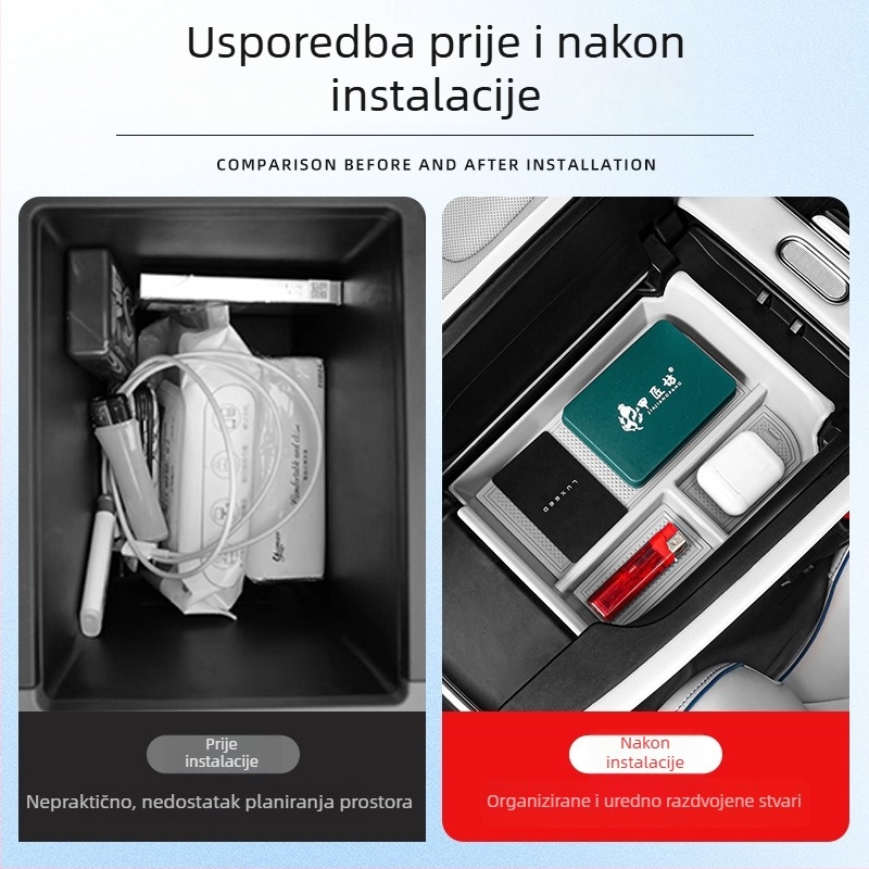 Night Shark model 1354 Organizator ispod naslona za ruku u automobilu — ABS i silikagel, unutarnja auto oprema
