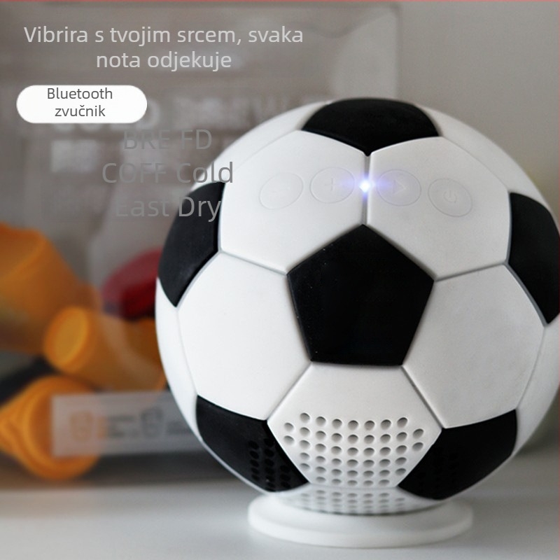 Bežični Bluetooth zvučnik s nogometnom temom – stolna dekoracija, ugrađena baterija 4000–6000 mAh, BT 5.3, 5W izlaz, frekvencijski odziv 100 Hz–20 kHz, domet 10 m