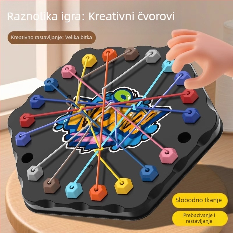 Društvena igra za treniranje mozga i interakciju roditelj–dijete — Untie Rope Challenge, trokutna strategija, koordinacija ruka-oko, edukativna igra (uzrast 4–6 godina)