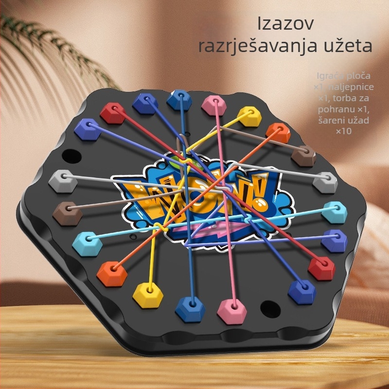 Društvena igra za treniranje mozga i interakciju roditelj–dijete — Untie Rope Challenge, trokutna strategija, koordinacija ruka-oko, edukativna igra (uzrast 4–6 godina)
