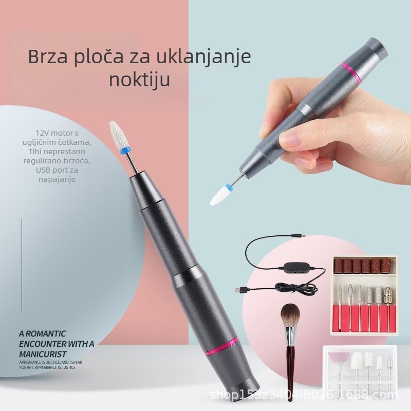 ND-02 Električni polir za nokte, set alata za poliranje nokta, plast i nehrđajući čelik, 200 g