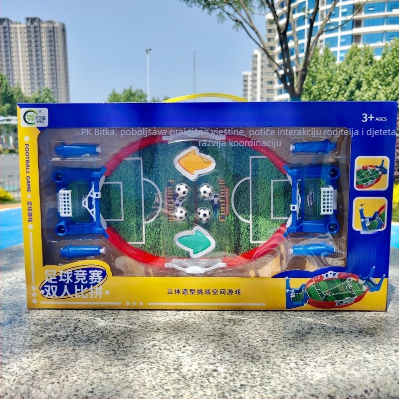 Stolni nogomet s dvostrukom arenom (plastičan, 4–6 godina, koordinacija ruka-oko, komunikacija roditelj-dijete)
