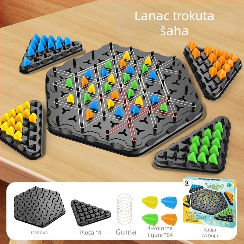 Plastični lančani trokutasti šah-puzzle za djecu, Shengwang marka, logička igra koja potiče razmišljanje, uzrast 4–14.