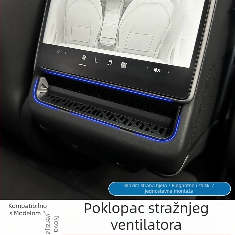 ABS zaštitni poklopac stražnjeg izlaza zraka za Tesla Model 3 (Nova verzija) – dekorativni unutarnji dodatak, mogućnost ispisa logotipa