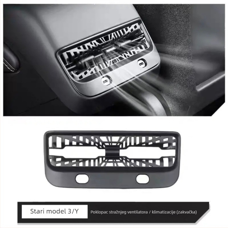 ABS zaštitni poklopac stražnjeg izlaza zraka za Tesla Model 3 (Nova verzija) – dekorativni unutarnji dodatak, mogućnost ispisa logotipa