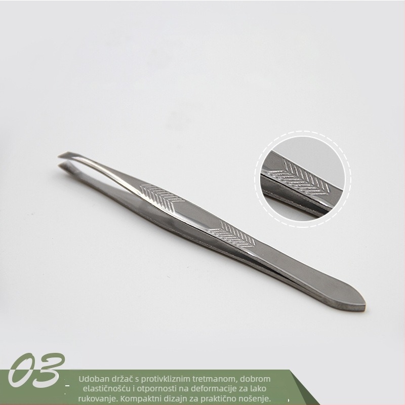 Klip za obrve od nehrđajućeg čelika, kutnim i ravnim vrhom – alat za obrve i podrezivanje brade