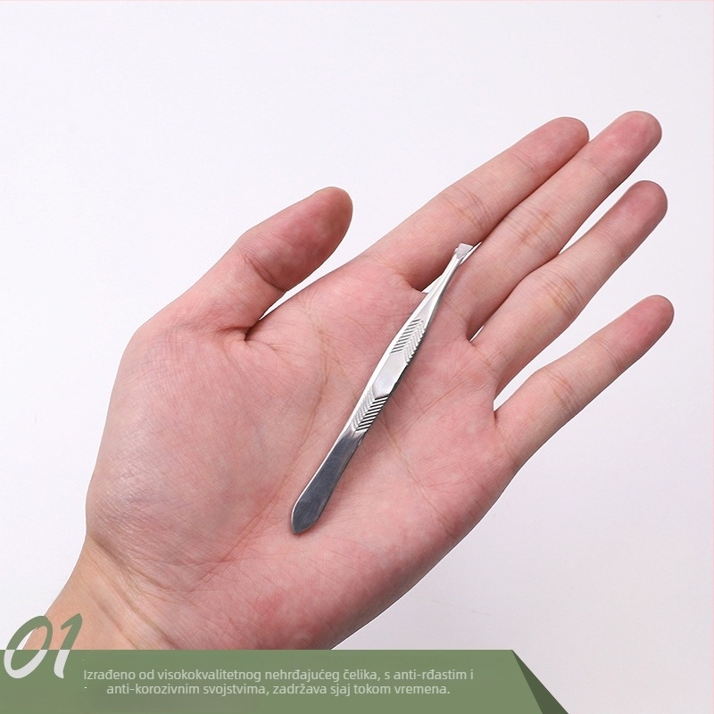 Klip za obrve od nehrđajućeg čelika, kutnim i ravnim vrhom – alat za obrve i podrezivanje brade