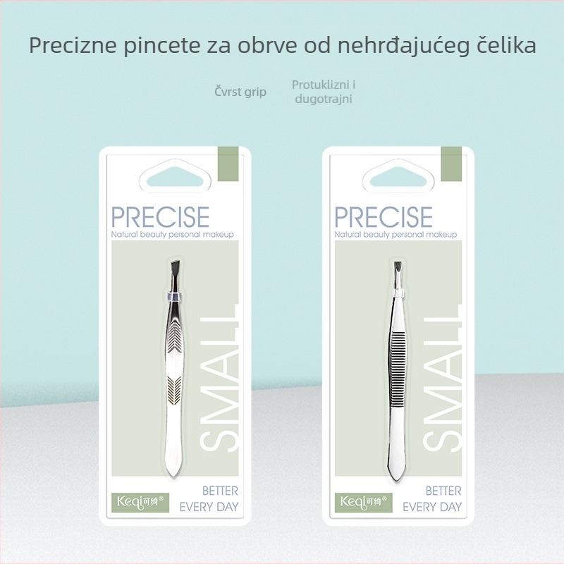 Klip za obrve od nehrđajućeg čelika, kutnim i ravnim vrhom – alat za obrve i podrezivanje brade