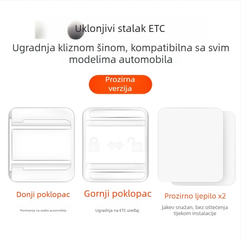 Uređaj bez kartice sa skrivenim dizajnom, odvojivom kopčom i dvostrano ljepivom trakom, od plastike