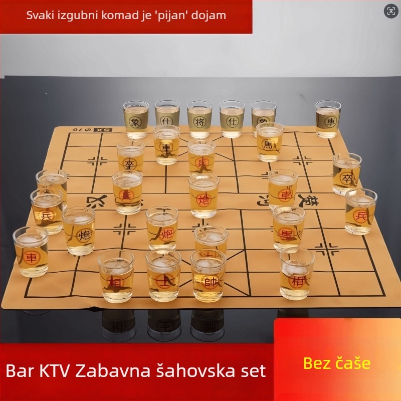 Šahovski set za pijuckanje s naljepnicama za čaše piva, puzzle rekviziti za KTV i obiteljsko zabavljanje, marka Yunkun, materijali plast i papir, 14+