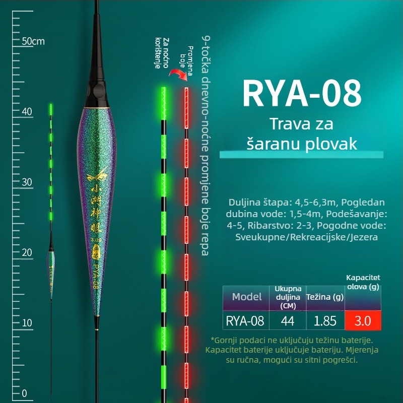 Elektronički vertikalni plutac za drift s indikatorom ugriza, dnevno-noćni način, visoka plovnost za šarane i velike ribe