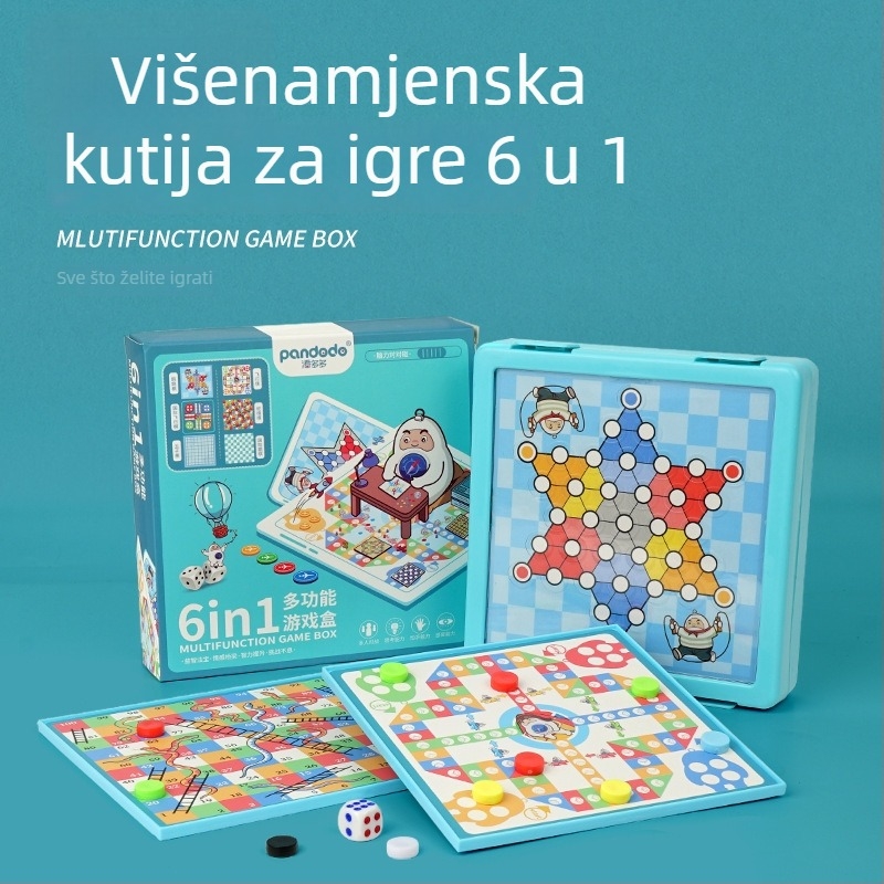 Višestruki set igračaka: Flying Chess, Gobang, Checkers; Plastika, Kutija u boji; Intelektualni razvoj