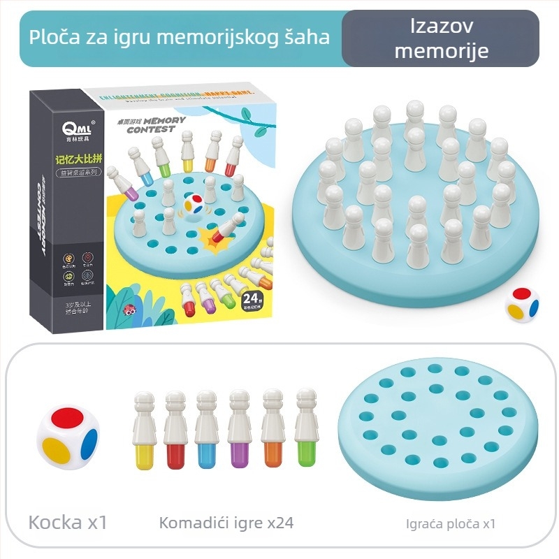 Edukativna slagalica za djecu — trening pamćenja i koncentracije, plastična šahovska igra, interaktivna aktivnost roditelj-dijete, pakiranje: kutija