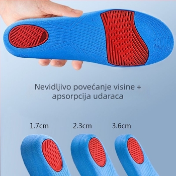 PU uložak za povećanje visine, unisex, nevidljiv, prozračan, ublažavanje udara, visina 3,6 cm ili 2,3 cm