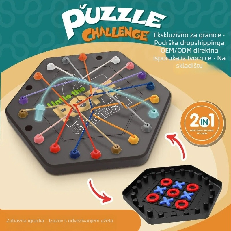 2-u-1 užetna puzzle XO šah društvena igra za obitelj — plastika, Baoheng Technology