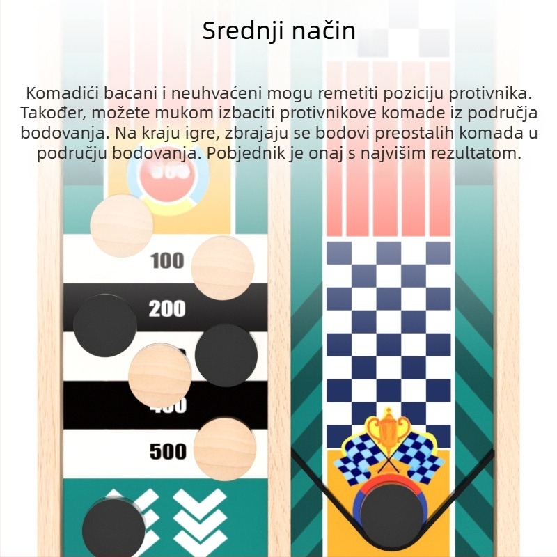 Drvena šahovska igra s trakom za dva igrača – obiteljska edukativna društvena igra za djecu 4–6 godina