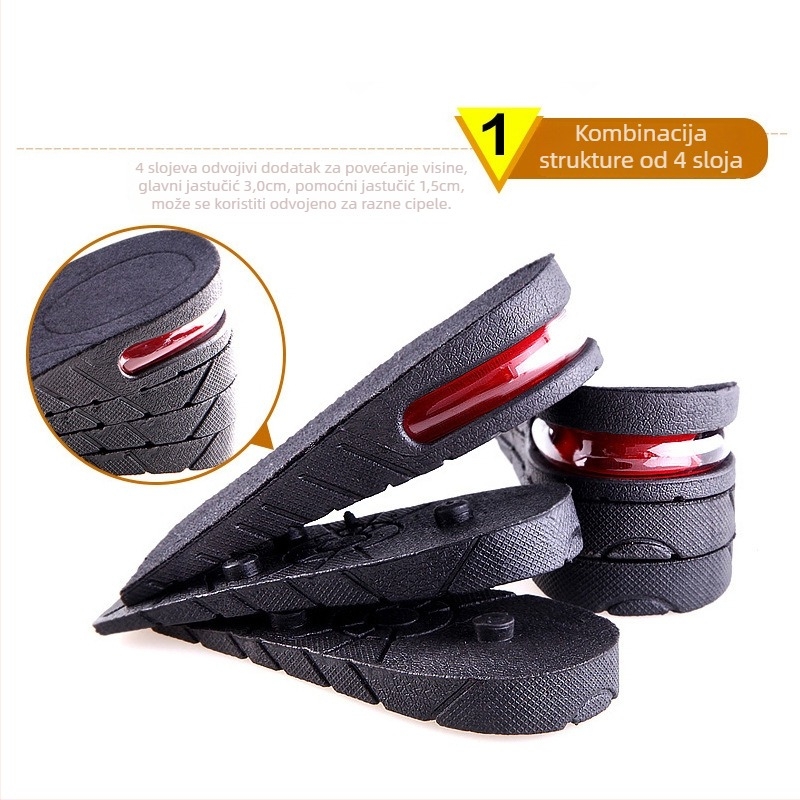 Unutarnji podizač visine, jastučić za apsorpciju udara s zračnim jastučićem, PVC, model 8860, cijeli uložak za casual cipele